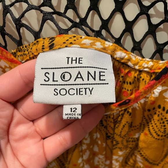 The Sloane Society Size 12 Patterned Orange Dress with Back Detail - Picture 4 of 4